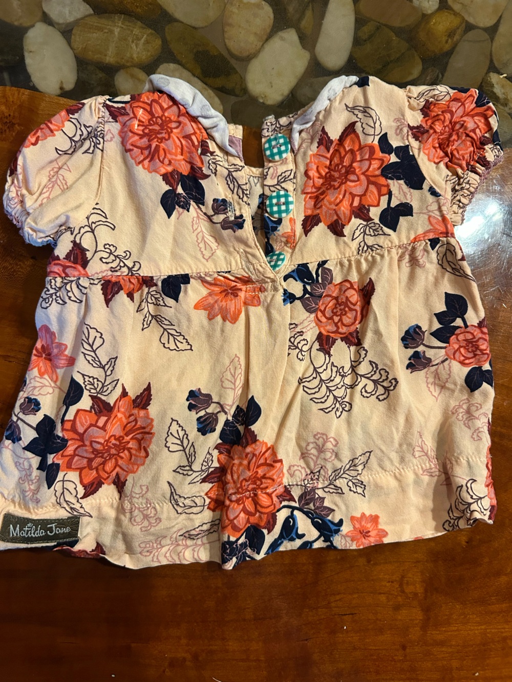 Matilda Jane Cream Shirt with Coral & Navy Floral Print